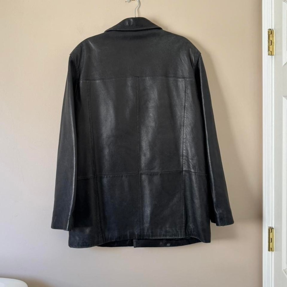 90s Y2K Large black leather jacket Nicole Miller - Picture 7 of 7